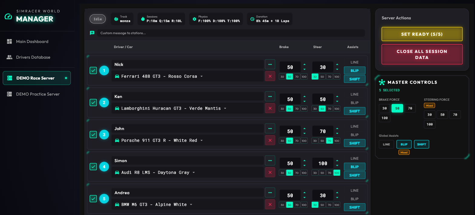 Sim Center OS dashboard